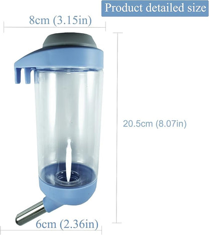 Dog Crate Water Bottle Dispenser - No Drip Dog Kennel Water Dispenser & Cage Bottle - Easy-to-Use Water Bottle for Cat Crate - Perfect for Keeping Your Pet Hydrated (Blue)-500ML
