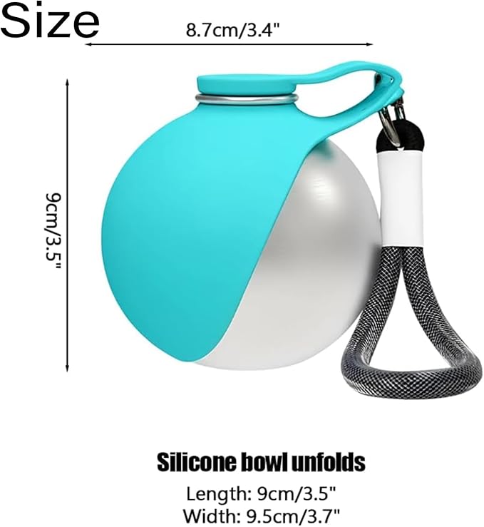 Portable Dog Water Bottle for Walking & Travel - 2-in-1 Stainless Steel Dog Travel Water Bottle with Foldable Silicone Bowl - Leak-Proof, Lightweight Water Bottle for Dogs, Puppies & Pets (D)
