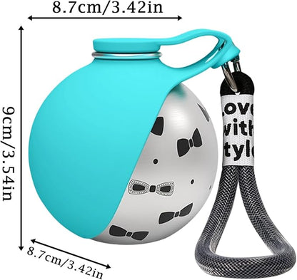 Portable Dog Water Ball, 304 Stainless Steel Foldable Pet Water Bottle – Portable, Leak-Proof & Perfect for Travel, Large-Capacity (285ml) Cup with Foldable Silicone Bowl