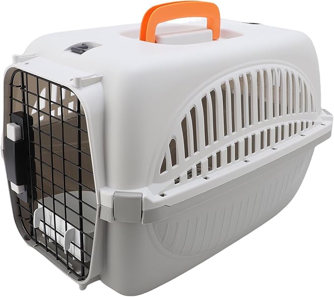 Focket Pet Carrier, Lightweight Hard Sided Cat Carrier for Medium Dogs Small Dogs with Handle Water Container Ventilated Design for Travel Outdoor Indoor (Gray)