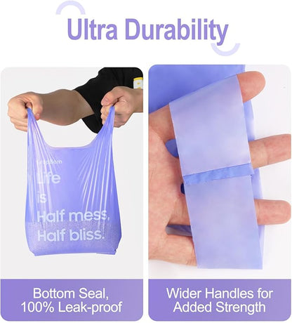 125 Count Cat Litter Bags Lavender Scented with Handles, Disposable Litter Bags for Pet Poop, Extra-Thick Kitty Waste Bags Easy Tie Leak-Proof Strengthen