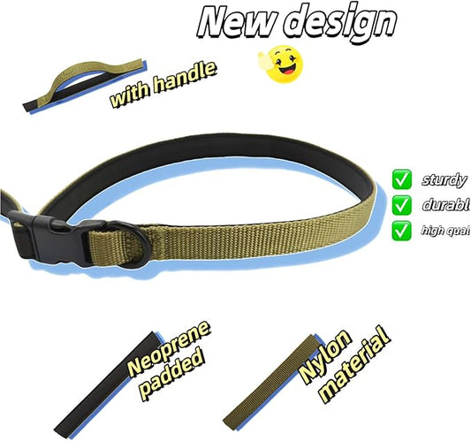 Multifunctional Dog Leash with Extra Handle -4 in 1 Hands-Free Adjustable Dog Leash for Jogging, Walking, Running - Fits Small and Medium-Sized Dogs (Army Green, M)