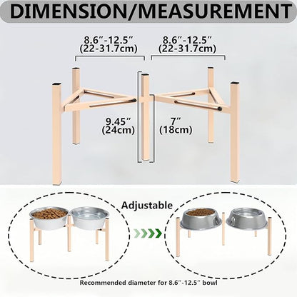 Adjustable Elevated Dog Bowl Stand, Metal Feeder Riser for Large Medium Dogs, Portable Travel Design, Slow Feeder Compatible (Without Bowls)