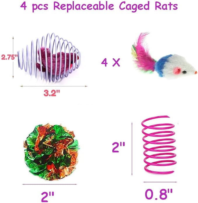 18 Pack Assorted Cat Metal Spring Balls Stretchable Large Cat Spiral Toy Crinkle Balls Interactive Kitten Rolling Coils Spring Inside Caged Rats Pet Supplies Indoor Outdoor Ferrets