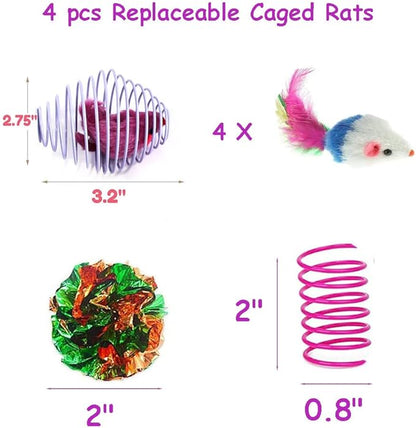 18 Pack Assorted Cat Metal Spring Balls Stretchable Large Cat Spiral Toy Crinkle Balls Interactive Kitten Rolling Coils Spring Inside Caged Rats Pet Supplies Indoor Outdoor Ferrets