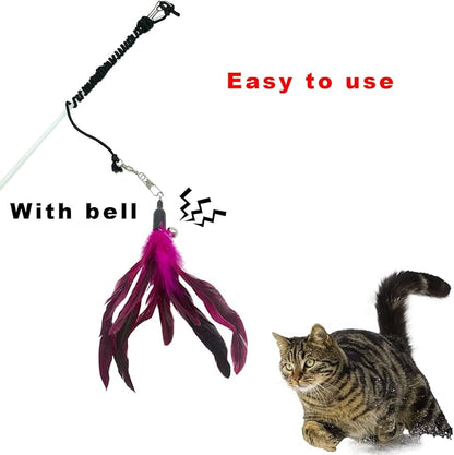 Cat Feather Toys Refills, 10 Pieces Cat Wand Replacement Feathers Toy for Indoor Cats