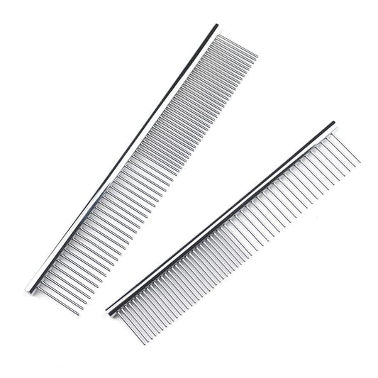 Stainless Steel Dog Grooming Comb, Suitable for Cats and Dogs, Round Comb Teeth, Double Teeth Pet Comb, Pet Hair Combing and Cleaning, Removing Tangles