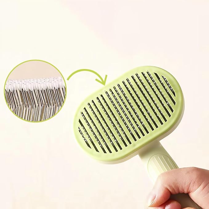Cat Brush, Dog Brush, Self Cleaning Slide Brush, Pet Grooming, SheddingHair, Fluffy Dog Hair Puppy Kitten, Pet Accessories. (Green)