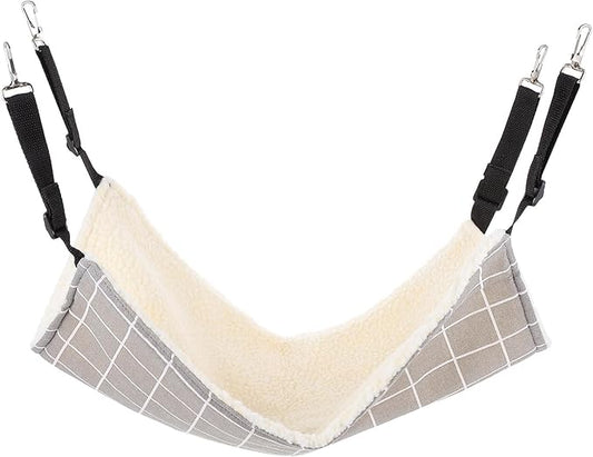 YARNOW Pet Cat Hammock Bed Winter Thickened Plush Hanging Pad Medium Gray Plaid Washable Pet Sleeping Bed Suitable for Indoor Cats Guinea Pigs Chinchillas
