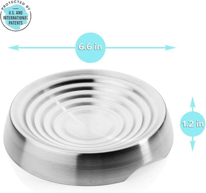 CatGuru Cat Bowls, Whisker Friendly Food Bowl for Indoor Cats, Reliefs Whisker Fatigue, Wide Kitten Dish, Non Slip Pet Dishes, Shallow Pet Plates (Stainless Steel, (Pack of 2))