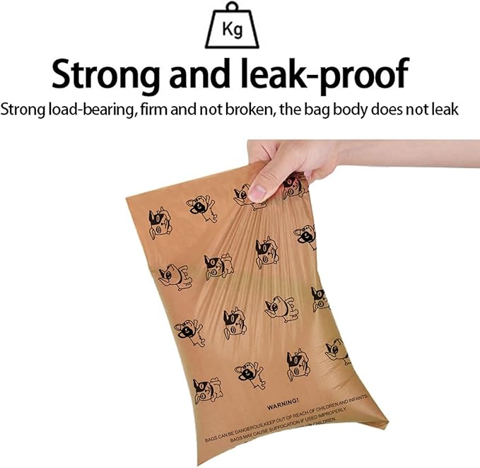 Dog Poop Bags Rolls, Coffee Scent Biodegradable Brown, Large 9x13 Inch With Dispenser, Leakproof & Easy Tear 240 Count (16 Rolls) for Outdoor Dog Walking