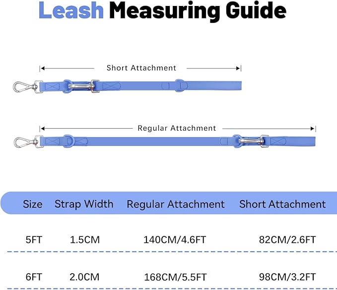 Waterproof Dog Leash with Poop Bag Holder, 5FT/6FT Adjustable Length with 2 Swivel Hooks, Odor-Free & Easy-Clean Dog Lead for Large Medium Small Dogs
