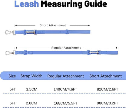 Waterproof Dog Leash with Poop Bag Holder, 5FT/6FT Adjustable Length with 2 Swivel Hooks, Odor-Free & Easy-Clean Dog Lead for Large Medium Small Dogs