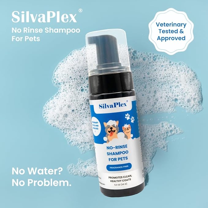 No Rinse Deodorizing Dry Pet Shampoo Plus Conditioner Foam for Dogs, Cats, Bunnies, Waterless Cleanse Enhanced with AG21 Chitosan-Silver - Natural Coat Refresh, Hypoallergenic, Made in USA (5 Oz)