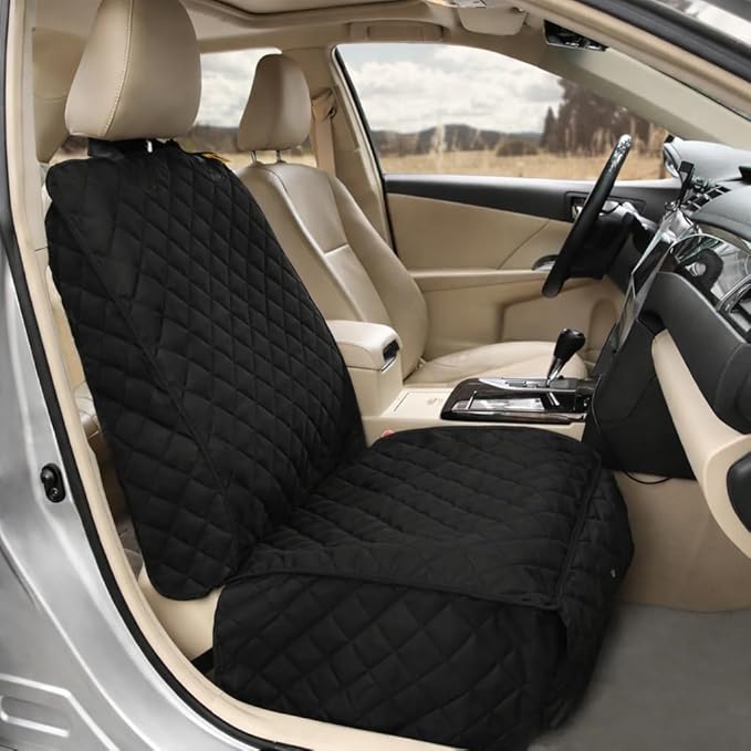 Bark Lover Deluxe Dog Seat Cover for Front Seat-More Durable Waterproof Front Seat Protector, High Heat Resistant and Nonslip Front Seat Cover for Dogs Kids, Universal Size (Black MAT)