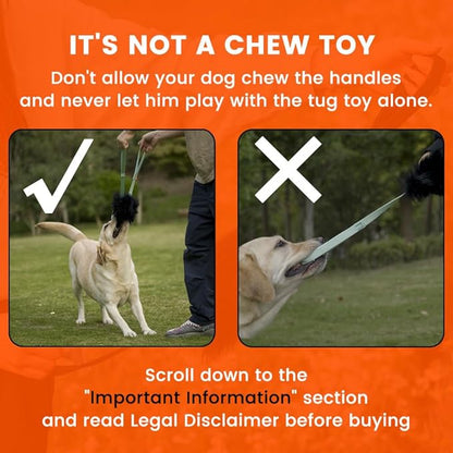 HOWGO Dog Bungee Chaser Toy Double Handles Natural Sheepskin Fur for All Breeds(Black,2Pack)