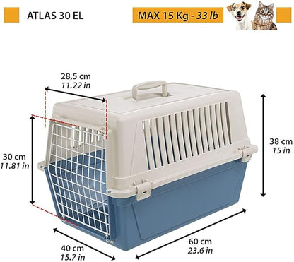 Ferplast Dog Carrier, Secure, Practical, Easy to Clean, Durable Medium Dog Travel Box Cage up to 15 Kg. 60 x 40 x h.38 cm. Black