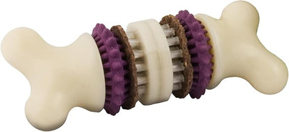 PetSafe Busy Buddy Bristle Bone - Durable Dog Chew Toy with Bristles & Rubber Nubs for Dental Health - Treat-Dispensing Toothbrush Toy for Hard Chewers - Dog Enrichment Supplies