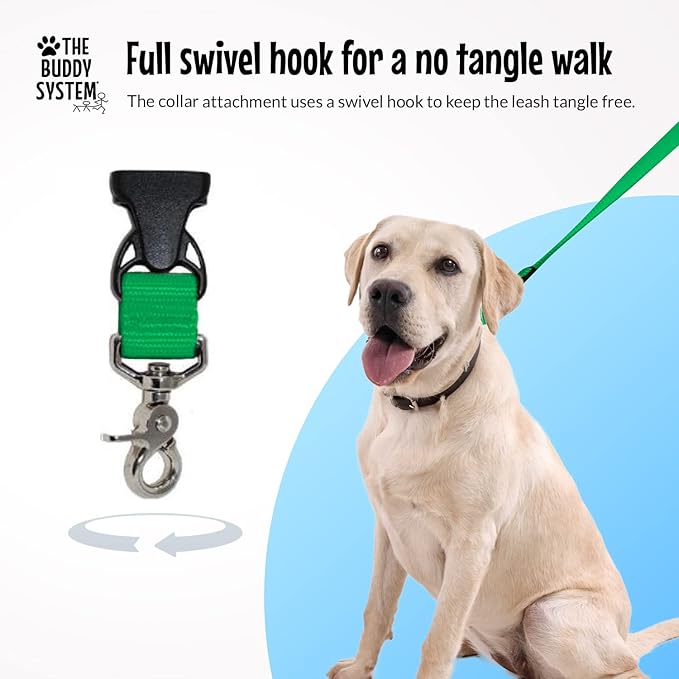 The Buddy System Hands Free Dog Leash, Adjustable Leash for Running, Jogging, Training and Service Dogs, Great for Small, Medium and Large Dogs, Made in USA (Green, X-Large Belt (33"- 60" Waist))