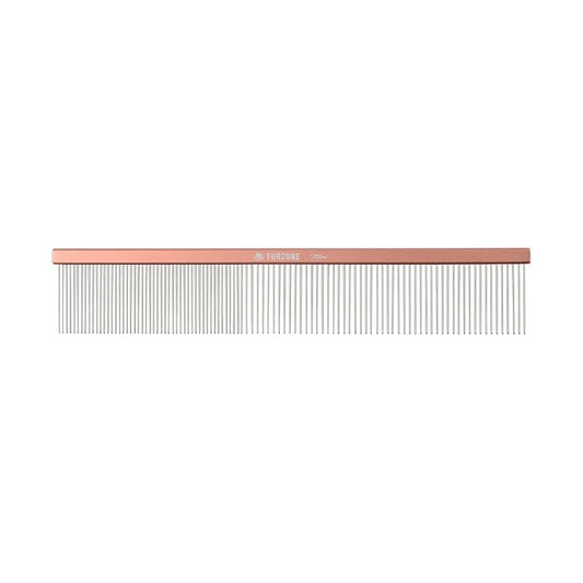 Furzone 2-in-1 Metal Comb for Dogs, Mikra Greyhound Comb (Fine & Medium), 101 Stainless Steel Pins Dog Comb, Aluminum 22cm Handle, Lightweight, Gentle Combing, Face/Head Fur Tangle Free