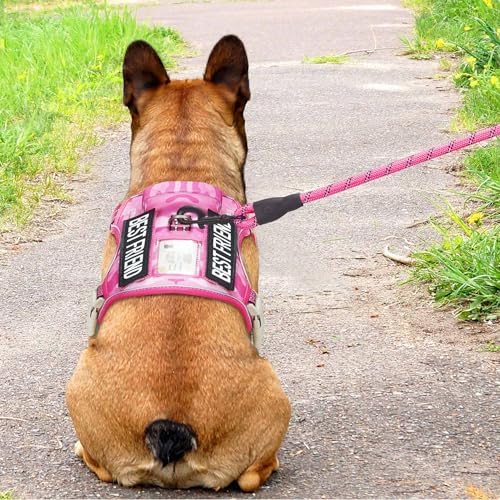 Beebiepet Heavy Duty Tactical Dog Harness for Small Dogs, No Pull Adjustable Pet Harness Reflective Service Training Easy Control Pet Vest Military K9 Working Dog Harnesses- Medium, Pink Camo - Image 3