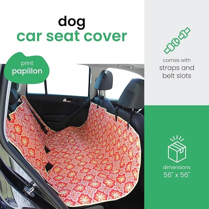 Molly Mutt 3-in-1 Back Seat Cover for Dogs, 100% Cotton Canvas Back Seat Hammock with Headrest Straps, Belt Slots, & Anchors, Non-Skid Cargo Area Cover, Machine Washable, No Harmful Chemicals, 56"x56"