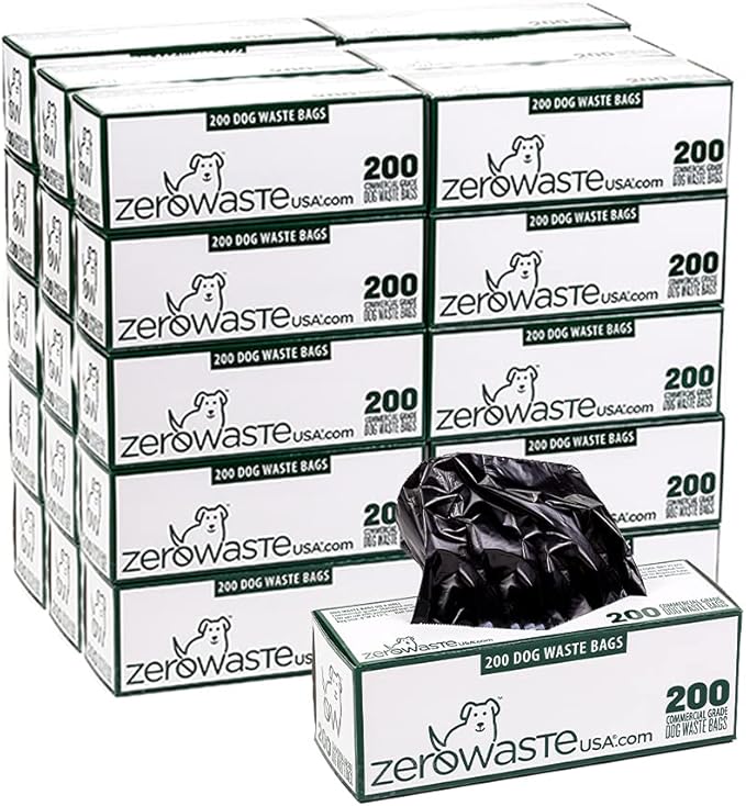 Zero Waste USA 6,000 Premium Dog Waste Station Refill Roll Bags - Up to 40% Thicker & Stronger than Competitor Bags - Guaranteed to Fit Any Commercial Roll Bag Dispenser - 30 Rolls of 200 Bags