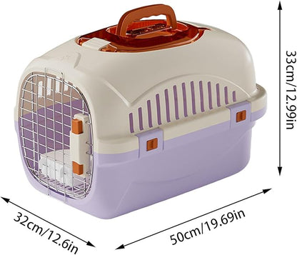 Detachable Pet Carrier for Small Animal, 2025 New Ventilated Plastic Dog Crates, Portable Hard-Sided Dog Crate with Handle for Puppies ＆ Cat Traveling, Hiking, Camping (Purple)