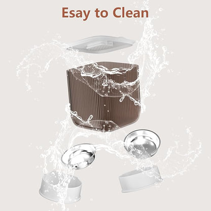 Cat Feeder Automatic, Automatic Cat Feeder WiFi with Remote Feeding Cat Food Dispenser for 2 Cats, 5L Pets Timed Automatic Feeders with Dual Power Supply