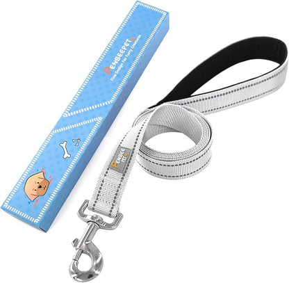 Dog Leash 6 FT Padded Handle Nylon Reflective Dogs Leashes for Large Dogs Silver