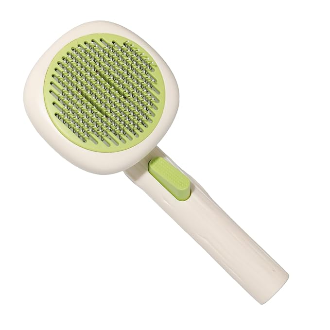 Pet Massage Comb, Knot Opening Comb, Self-Cleaning, Cat And Dog Universal, One Click Hair Removal,Pet Supplies Hair Remover Tool, White Green - Persimmon Style, 1 piece, 1 sale