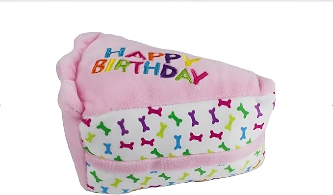 Multipet Birthday Cake Slice Dog Toy, Pink, 6"