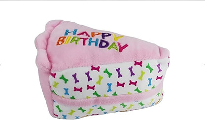 Multipet Birthday Cake Slice Dog Toy, Pink, 6"