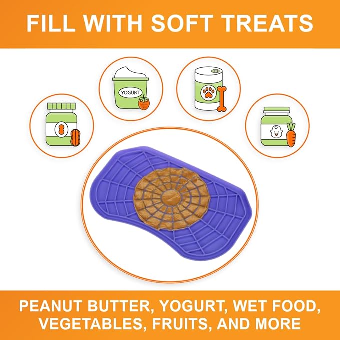 Neater Pets Neat-LIK Dog Lick Mat, Lick Mat for Dogs, Cats, Puppy, Reduces Anxiety & Boredom, Peanut Butter Slow Feeder, Interactive Treat Licking Pad, Licking Mats for Small & Large Breed (Purple)