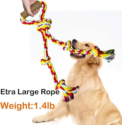 Extra Large Dog Rope Toys for Aggressive Chewers - Tug of War, Interactive, Heavy Duty, Outdoor, Medium to Large Breed Dog Chew Rope with Handle