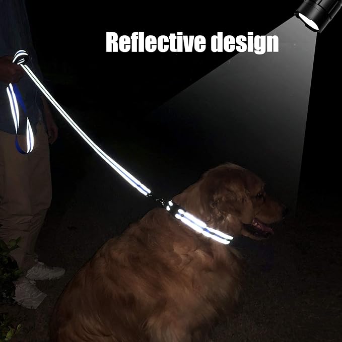 FunTags 6FT Reflective Dog Leash with Soft Padded Handle for Training,Walking Lead for Medium & Small Dogs,3/4 Inch Wide,Royal Blue