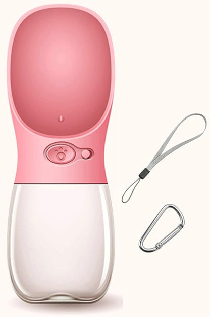 DEYACE Dog Water Bottle, Leak Proof Portable Pet Water Bottles for Dogs, Puppy Water Dispenser with Drinking Feeder for Travel (Pink 12oz)