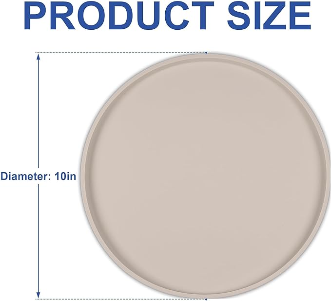 Arespark Dog Food Mat, Nonslip Waterproof Dog Silicone Feeding Bowl Mat with Raised Edges for Floors Prevent Spills, Round Eating Plate Puppy Supplies 10inch (Off White, 1 Pack)