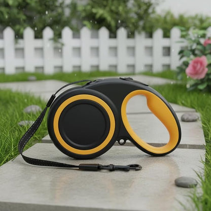 Retractable Dog Leash, 360° Tangle-Free Highly Reflective Nylon Tape, Non-Slip Rubberized Handle, 10-16FT Long Dog Leash for Dogs up to 66LBS,M-Black