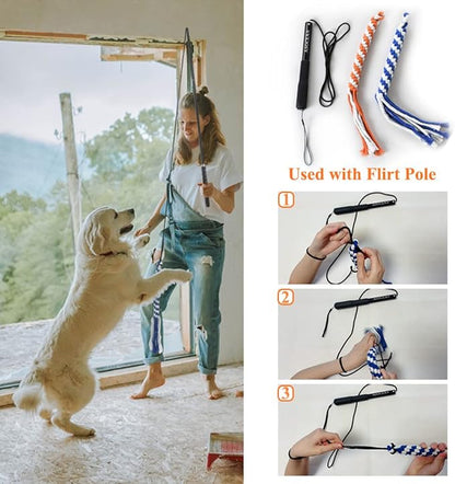ASOCEA 3 Pack Dog Rope Toys Dog Flirt Pole Replacement Toys Interactive Cotton Dog Toys Teething Chew Toys for Boredom Tether Lure Toy for Tug of War Braided Rope Toy to Outdoor Exercising