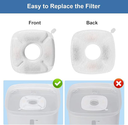 （16 Pices） 8 Pack Replacement Filters & 8 Pack Replacement Pre-Filter Sponges for Veken 95oz/2.8L Bellflower Pet Fountain Cat Water Fountain Dog Water Dispenser