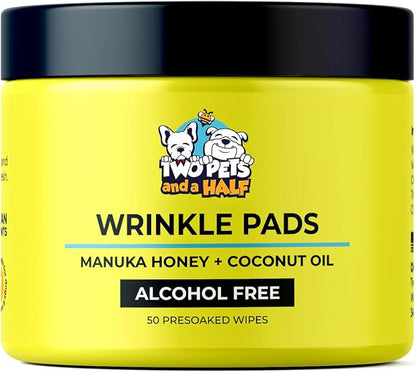 Wrinkle Wipes for French Bulldog, English Bulldog & Pug -100% Organic Extracts Dog Wrinkle Wipes to Soothe Wrinkles- Dog Face Wipes Cleaning Alcohol Free- Say Bye to Rash w/ Paste For Bulldogs Wrinkle