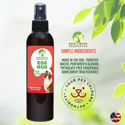 Showseason Animal Products Bath & Brush Therapies® Pet Cologne Egg Nog For Dogs 4.5 oz | Long-Lasting Odor Eliminator | Paraben-Free | Biodegradable & Non-Toxic | Made in USA