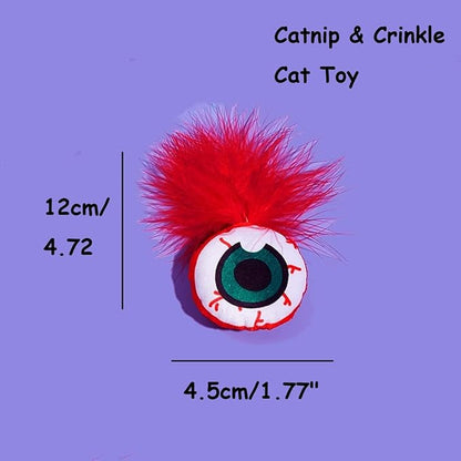 Catnip Toys for Indoor Cats – 3-Pack Halloween Plush Cat Interactive Toys with Mummy, Feather Eyeball, and Potion Bottle Designs