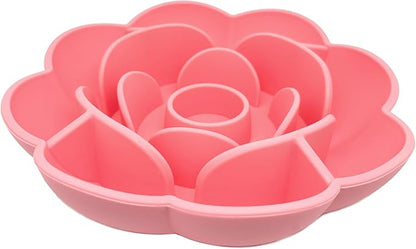 Rose Slow Feeder Dog Bowl for Medium & Large Dogs, Silicone Anti-Gulping Dog Feeder with Suction Base, Non-Slip Slow Eating Design (Pink)