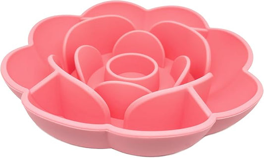 Rose Slow Feeder Dog Bowl for Medium & Large Dogs, Silicone Anti-Gulping Dog Feeder with Suction Base, Non-Slip Slow Eating Design (Pink)