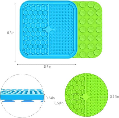 MateeyLife 2PCS Small Lick Mat for Dogs with Suction Cups, Slow Feeder Bowls, Cat Lick Mat for Anxiety Relief, Dog Toys to Keep Them Busy, Enrichment Toys for Bathing, Cat Licking Pad for Boredom