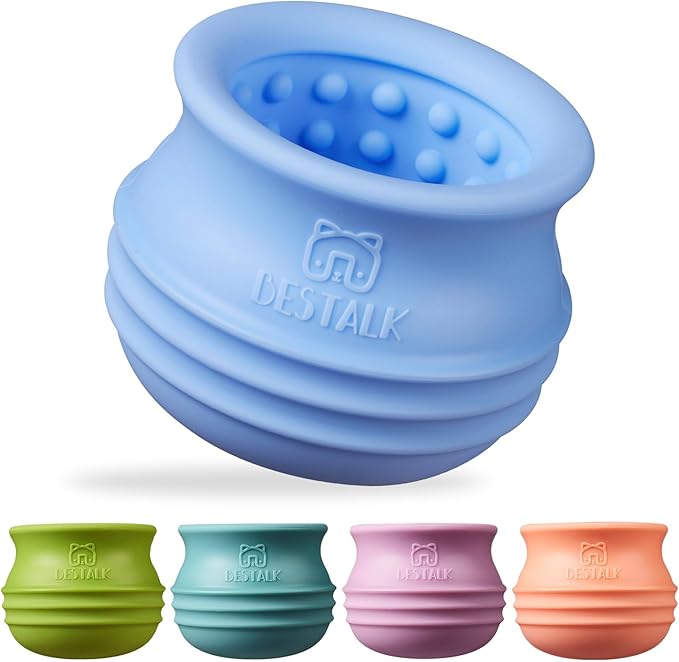 Dog Enrichment Treat Toy, Long-Lasting Wobbly Interactive Freeze Lick Toys for Dogs, Stuffable Puzzle Feeder Toy for Boredom, Silicone Treat Dispensing Chew Toy (Baby Blue,L)
