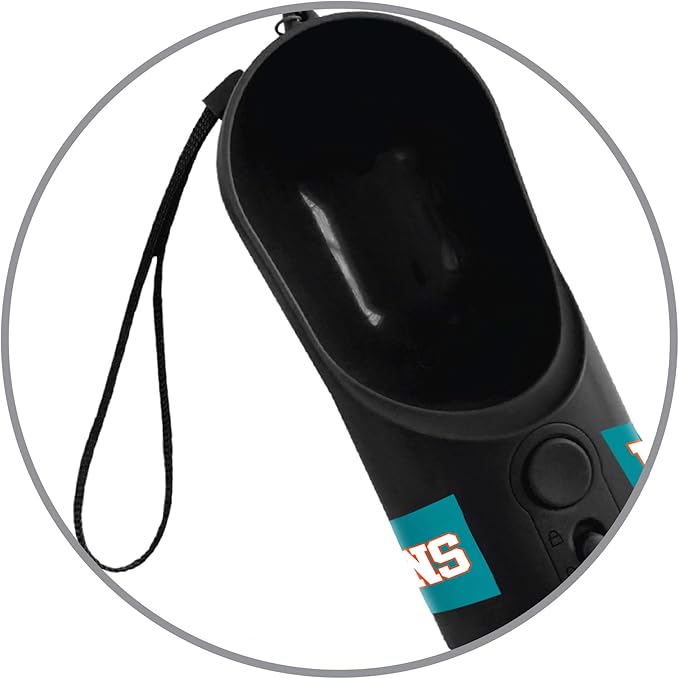 Pets First Dog Water Bottle. NFL Miami Dolphins PET Water Bottle. Best Cat Water Bottle. Water Fountain Dispenser for Dogs & Cats., Black, 13.5oz (DOL-3344)