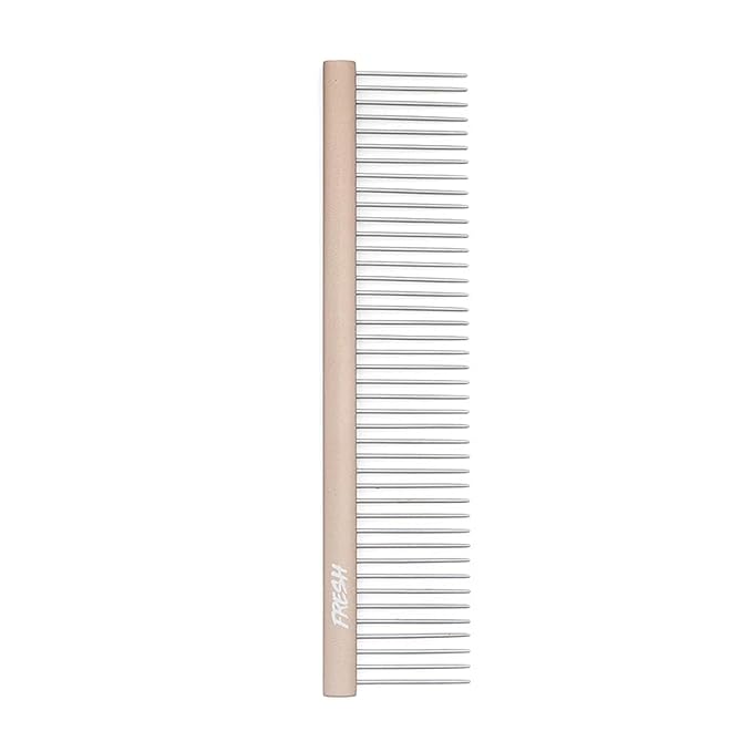 Fresh Ultra Wide Metal Pet Comb, Oval Aluminum Handle, Wide Tooth Spacing, Metal Grooming Comb for Dogs, 7.5"
